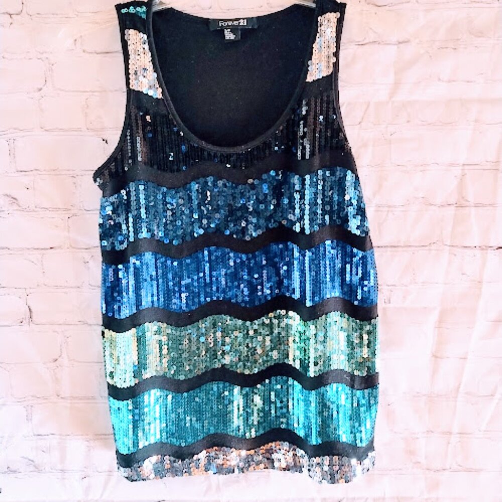Forever 21 Women's Sparkly Sequins Tank Top Size … - image 1